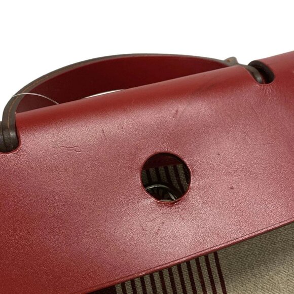 Auth HERMES Herbag Zip Cabin Bag - Beige Red Toile De Camp Vache Hunter D - Picture 14 of 16